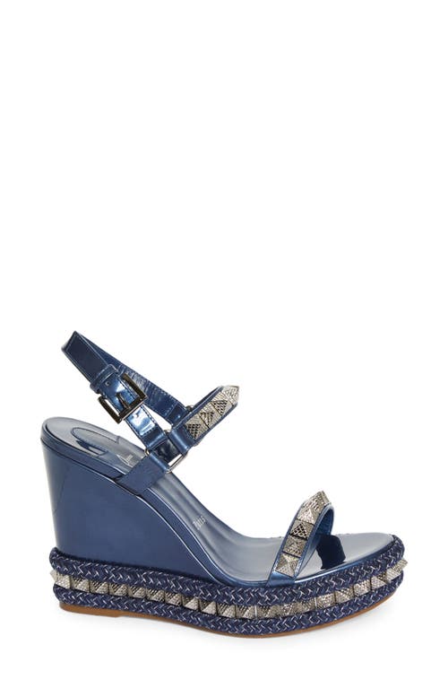 Shop Christian Louboutin Pyraclou Espadrille Wedge Sandal In Denim/lin Denim