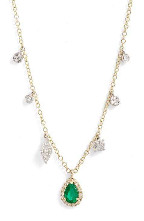 Dora Gold Mini Clover with One Diamond Leaf Necklace