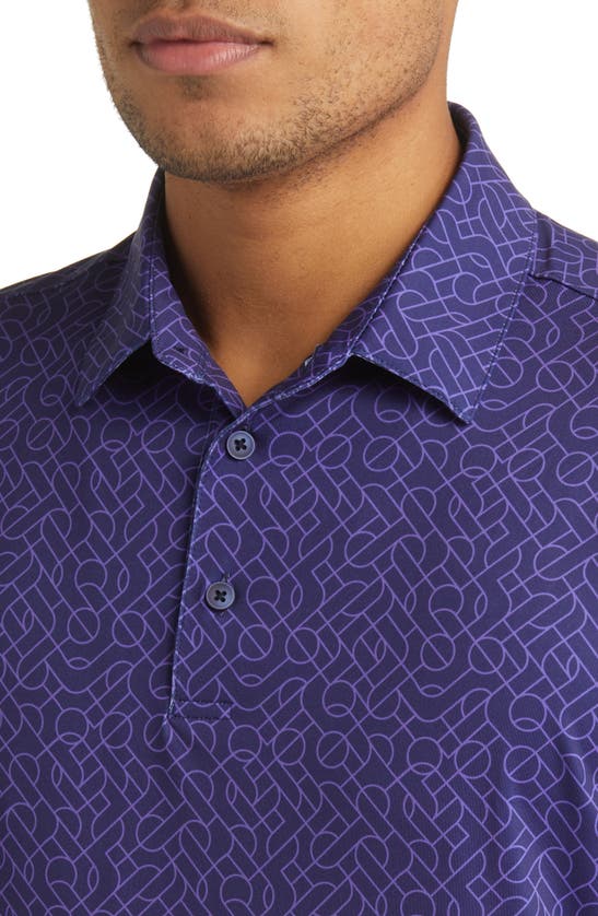 Shop Mizzen + Main Versa Performance Golf Polo In Deep Blue Maze Print