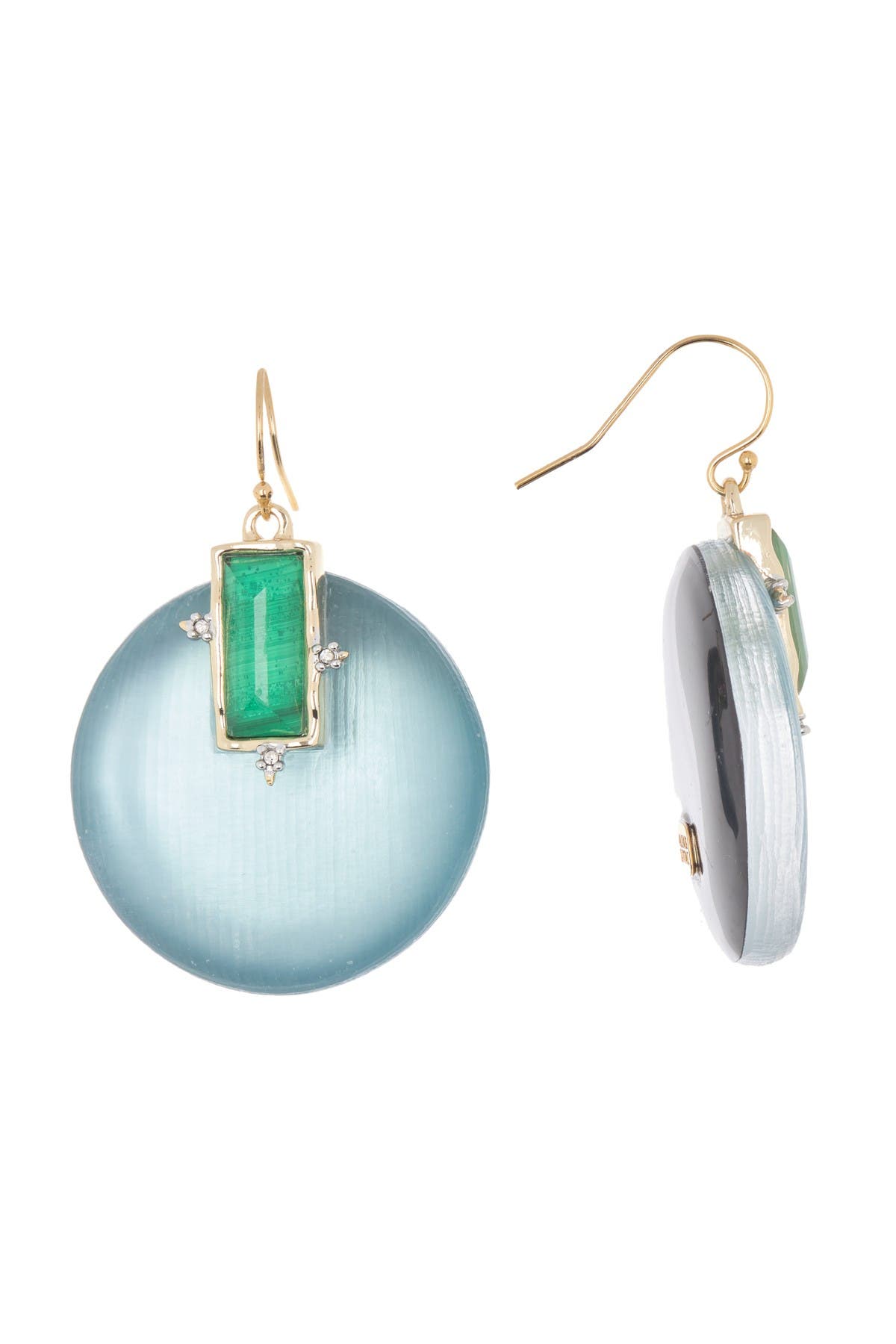 Alexis Bittar Stone Studded Circle Drop Earrings In Montana Bl
