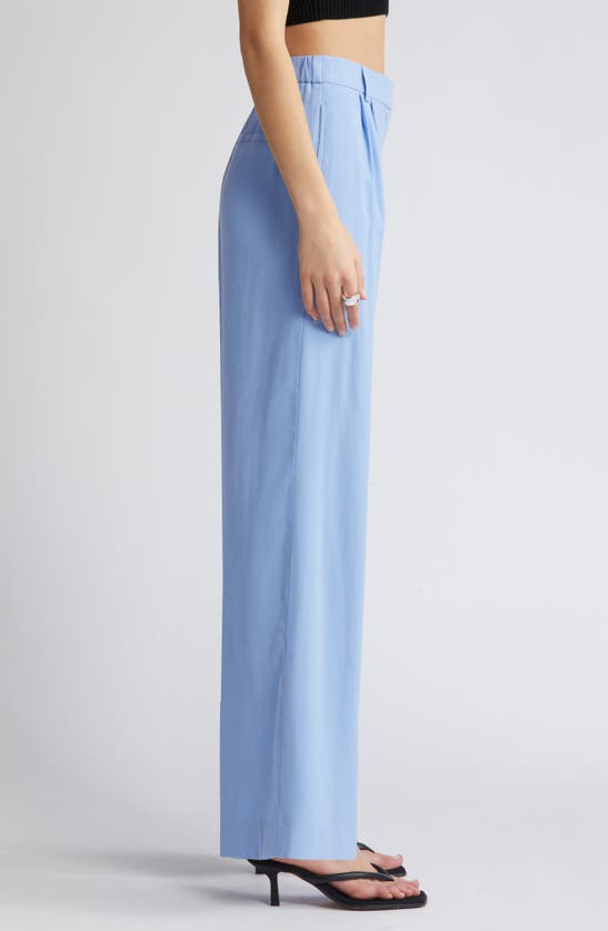 Shop Open Edit High Waist Wide Leg Trousers In Blue Hydrangea