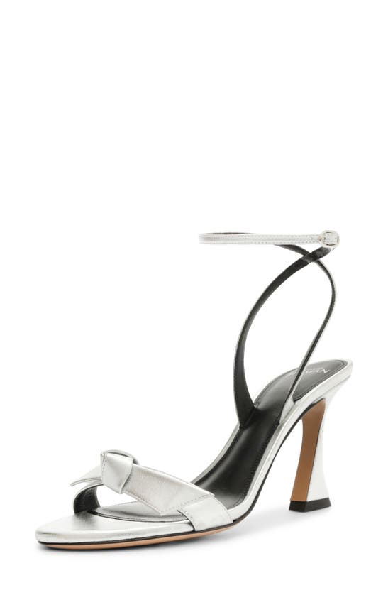 Alexandre Birman Clarita Bell 85mm Metallic Leather Sandals In Argento