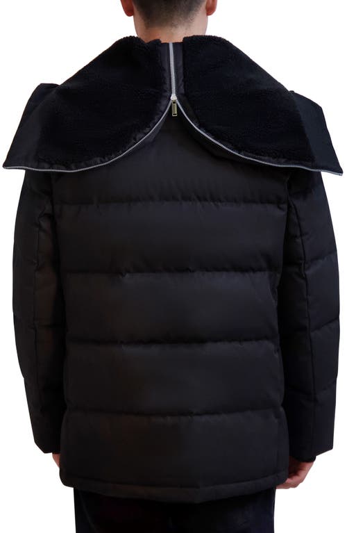Karl Lagerfeld Men's Faux Shearling Wing Collar Down Jacket In Black