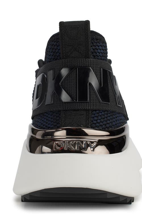 Shop Dkny Zayley Knit Sneaker In Midnight Navy