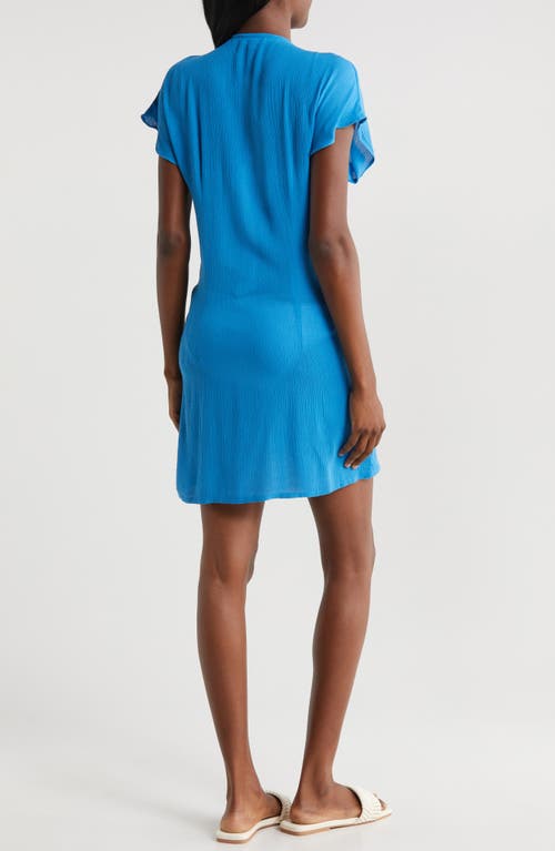 Shop Elan Tie Front Cover-up Wrap Dress In Blue Bright