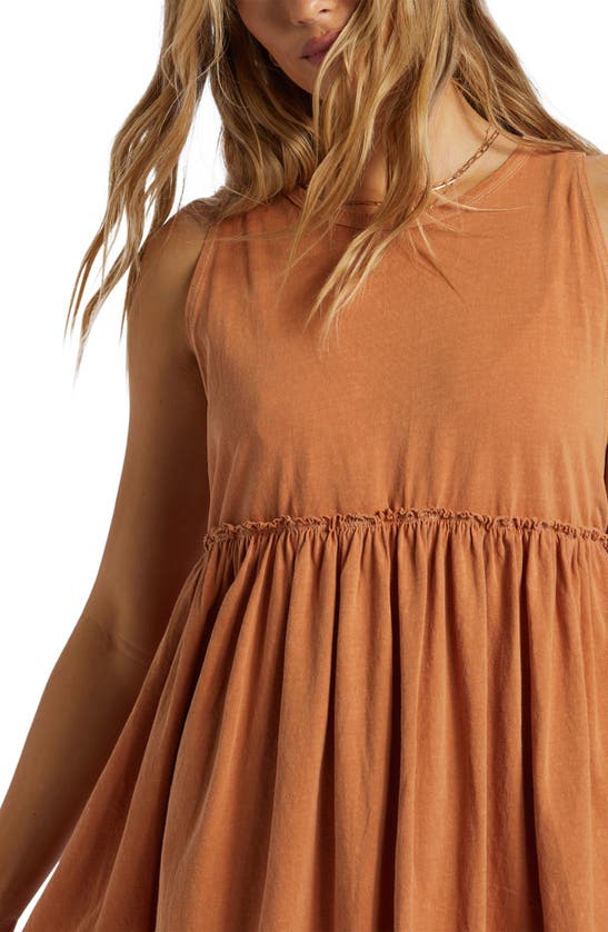 Shop Billabong Seaside Cotton Babydoll Minidress In Toffee