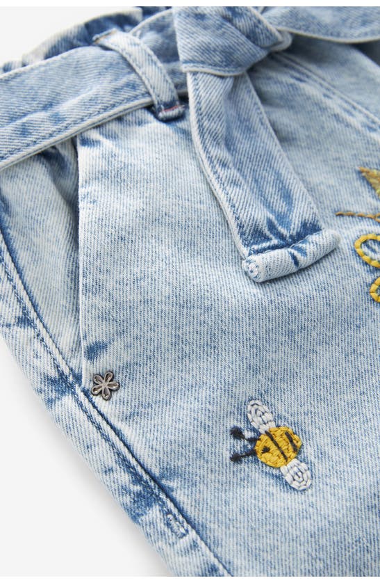 Shop Next Kids' Ladybug Embroidered Cotton Denim Jeans In Indigo