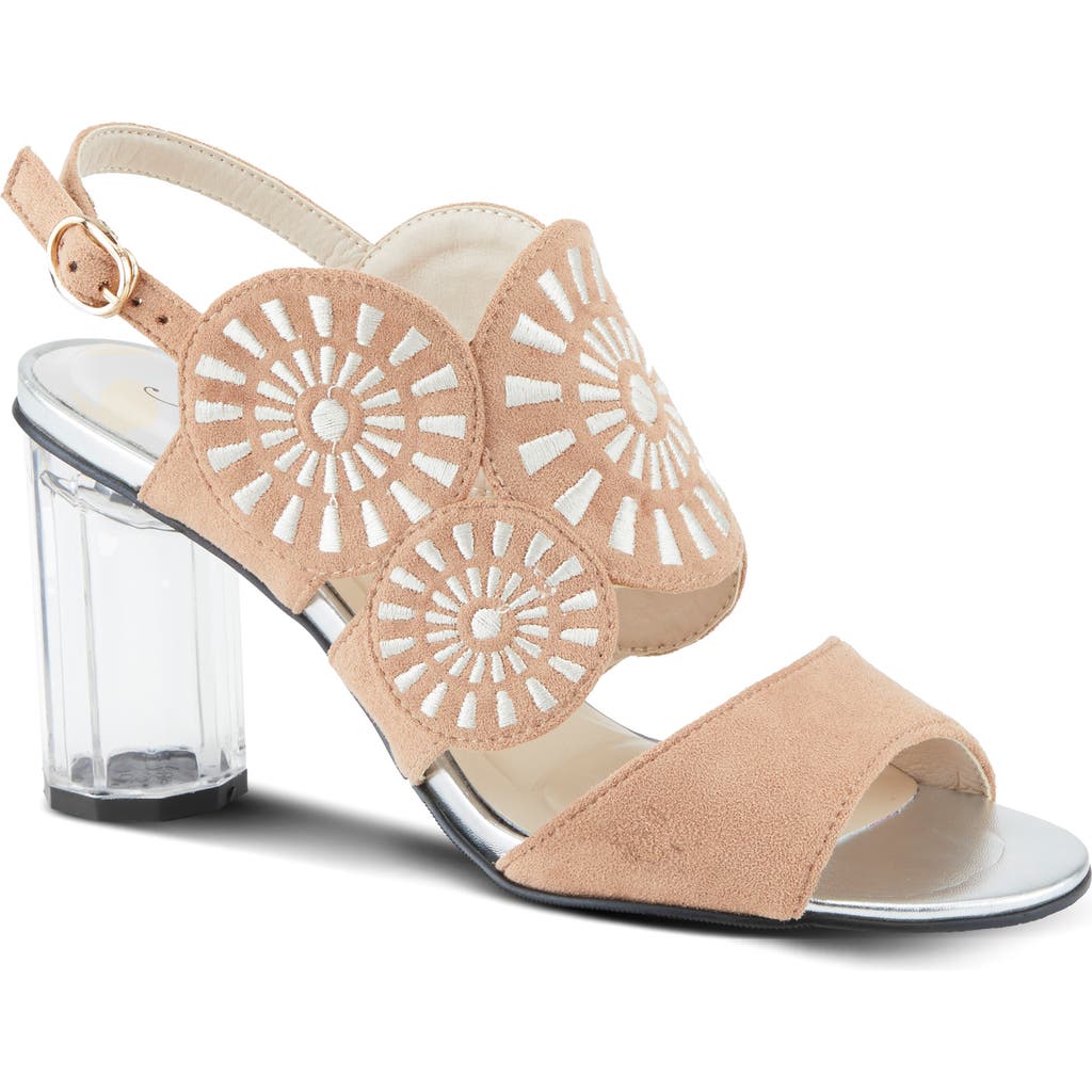 Azura By Spring Step Embroidery Slingback Sandal In Tan Multi