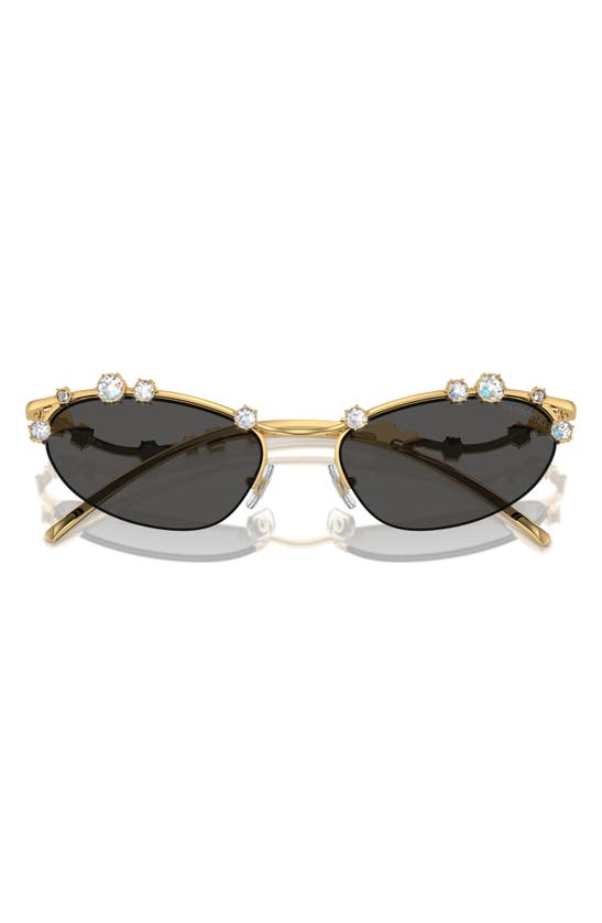 Shop Swarovski 56mm Oval Sunglasses In Gold