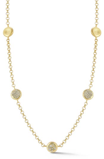 Sphera Milano Satin Button Station Necklace In Gold