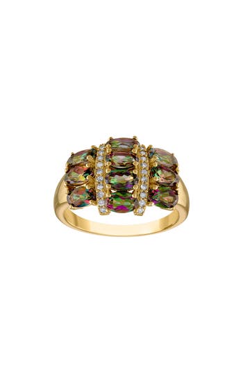 Fzn 14k Gold Over Silver Mystic Topaz & Diamond Ring In Yellow