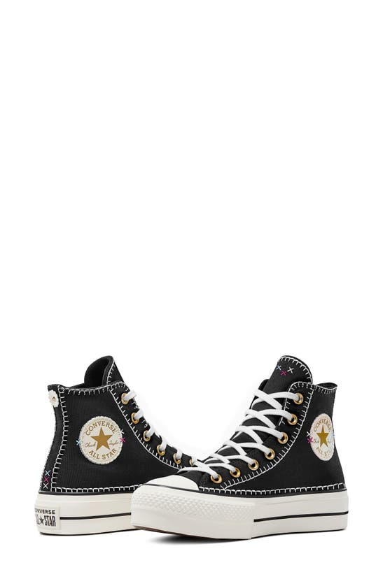 Shop Converse Chuck Taylor® All Star® Lift High Top Sneaker In Black/ Egret/ Gold