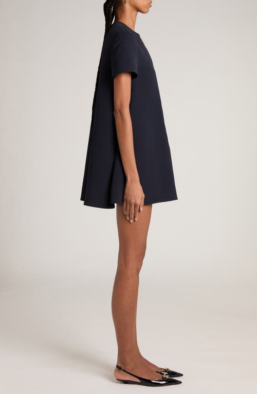 Valentino Garavani V Detail Crepe A-line Dress In Navy