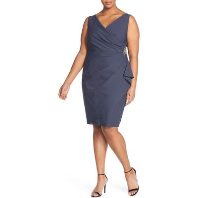 Plus Size Alex Evenings Embellished Surplice Sheath Dress