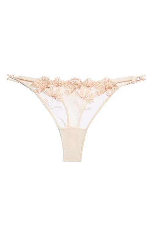 Shop Etam Palmes Embroidered Thong In Perle