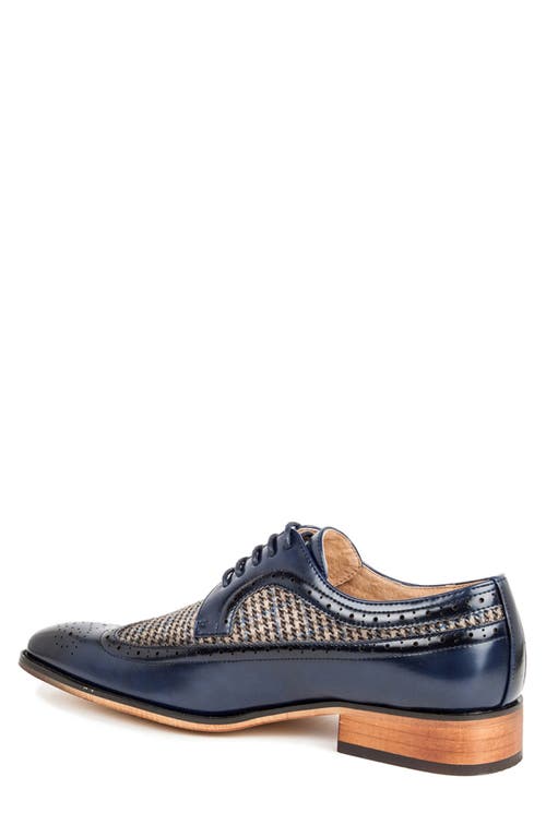 Gino Vitale Houndstooth Wingtip Derby In Blue