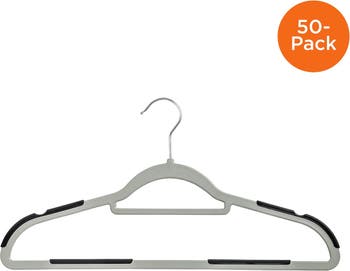 50 Pack Rubber Grip No Slip Plastic Hangers