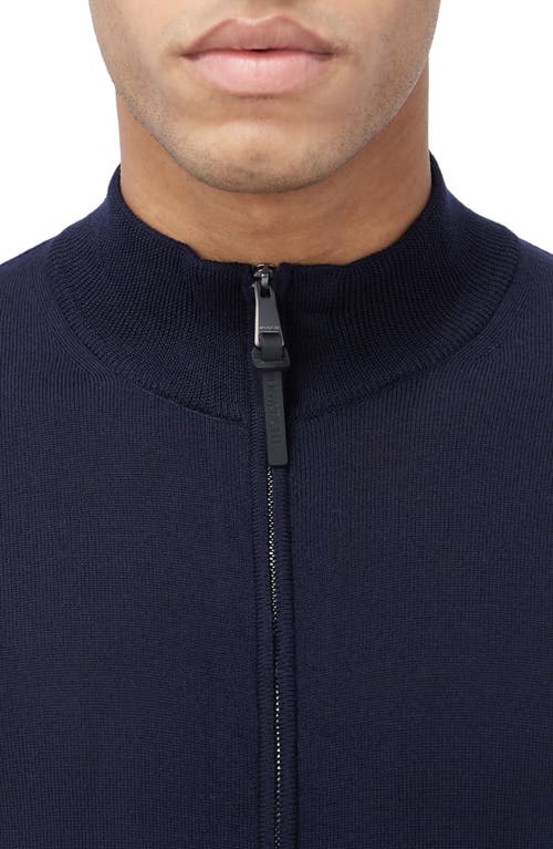 Shop Bugatchi Merino Wool Full Zip Jacket In Navy