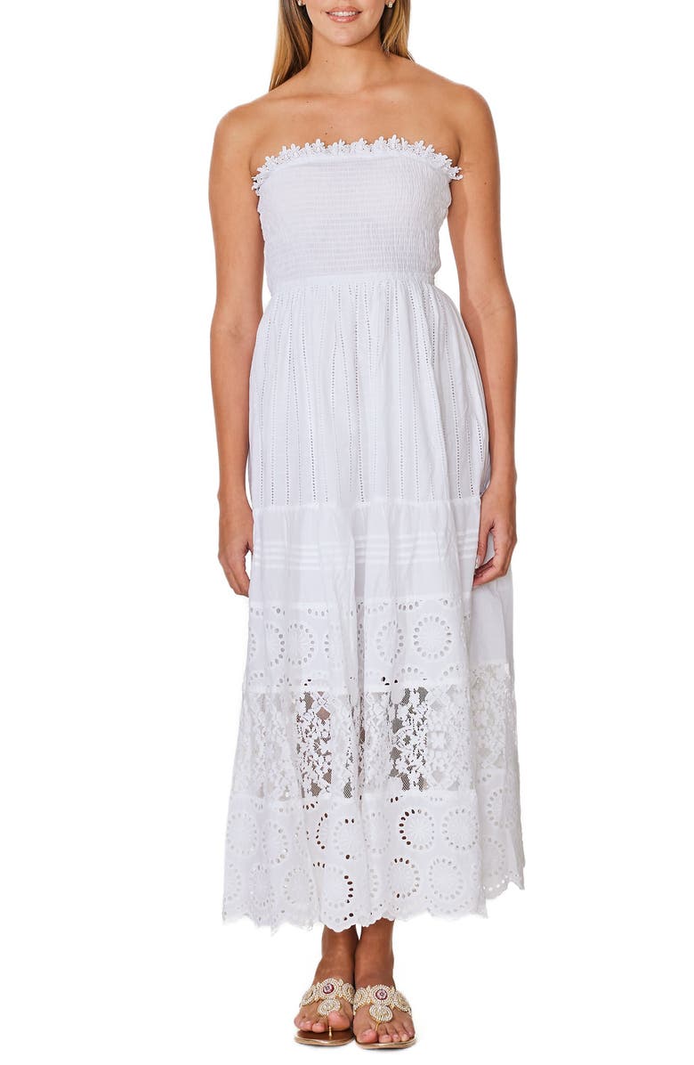 RANEES Strapless Cotton Lace Eyelet Cover-Up Dress | Nordstromrack