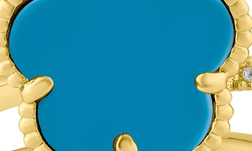 Cz By Kenneth Jay Lane Pavé Clover Wrap Ring In Turquoise/gold