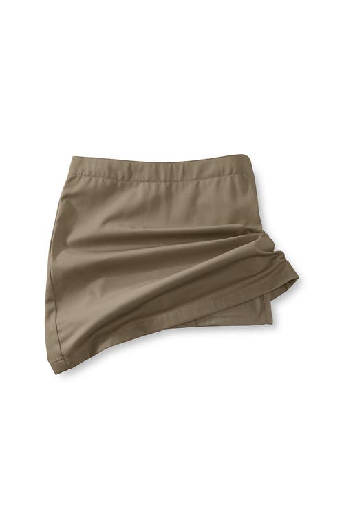 Shop Lands' End School Uniform Girls Slim Blend Chino Skort Above Knee In Khaki