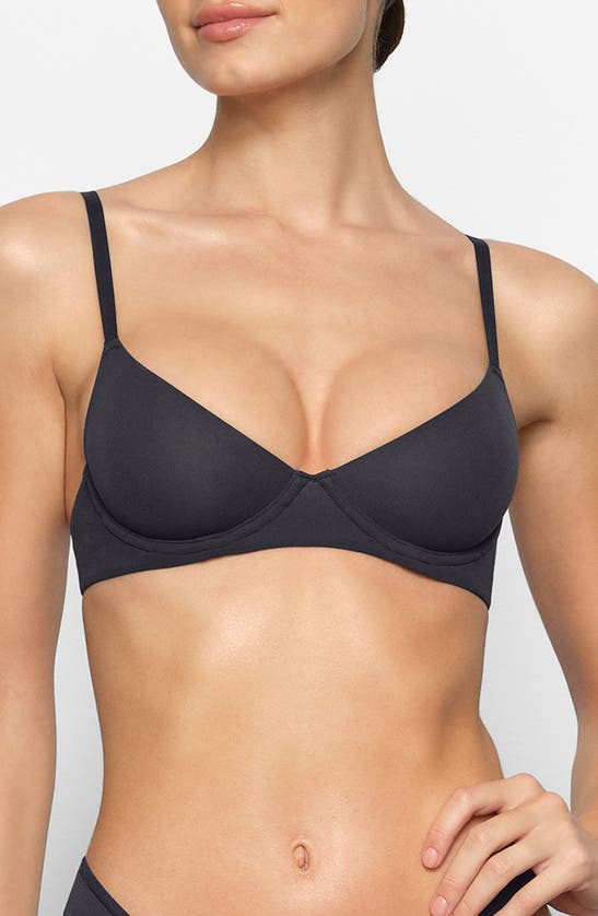 Shop Skims Fits Everybody Unlined Demi Bra In Onyx