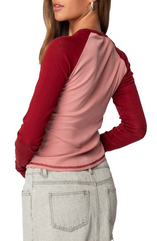 Shop Edikted Raglan Crop T-shirt In Pink