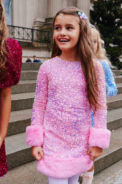 Shop Lola + The Boys Sabrina Shimmer Dress In Pink