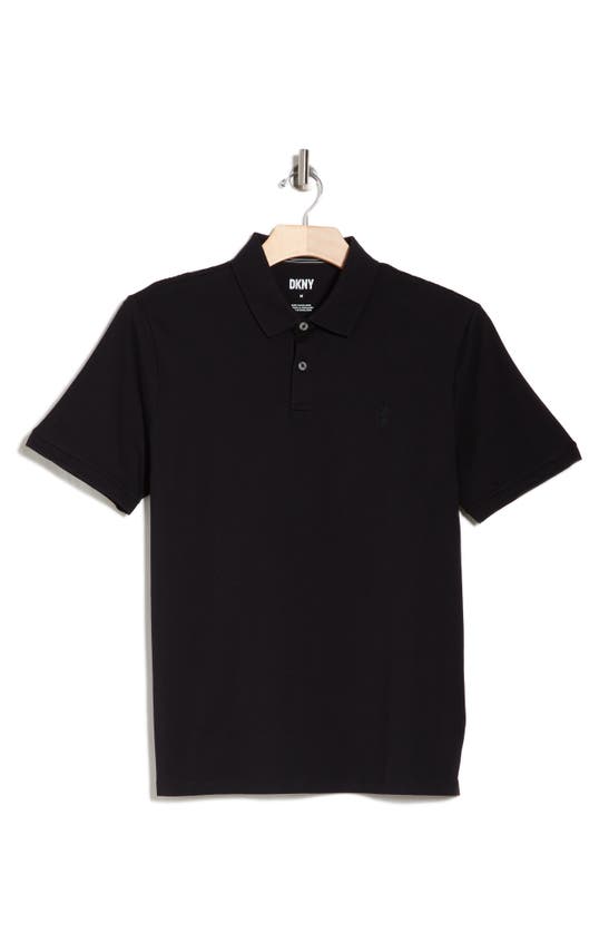 Shop Dkny Sportswear Cotton Stretch Polo In Black
