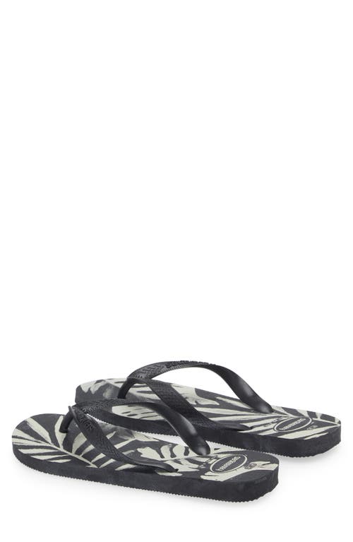 Shop Havaianas Aloha Flip Flop In Black/black/black