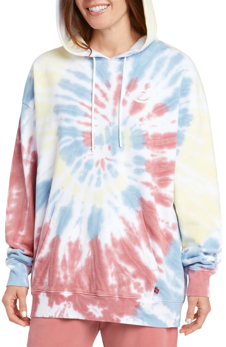 DICKIES Tie Dye Oversize Hoodie, Main, color, APRICOT