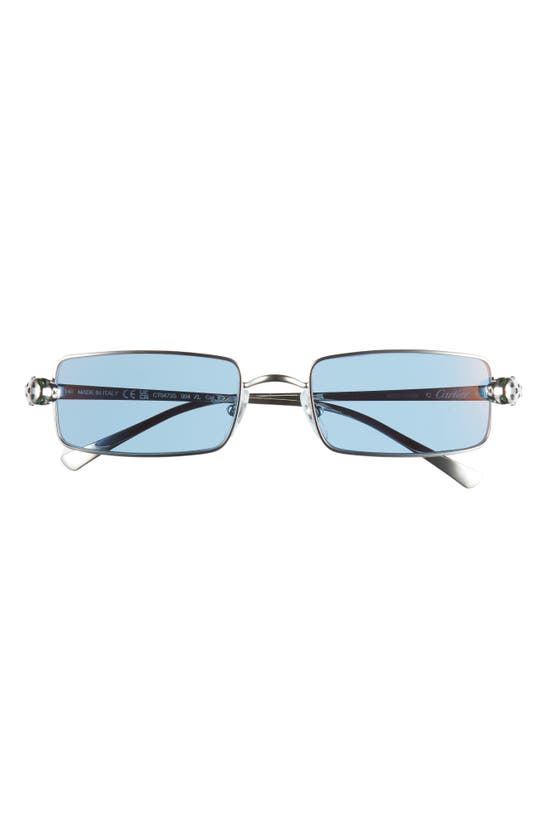 Shop Cartier 54mm Polarized Rectangular Sunglasses In Silver