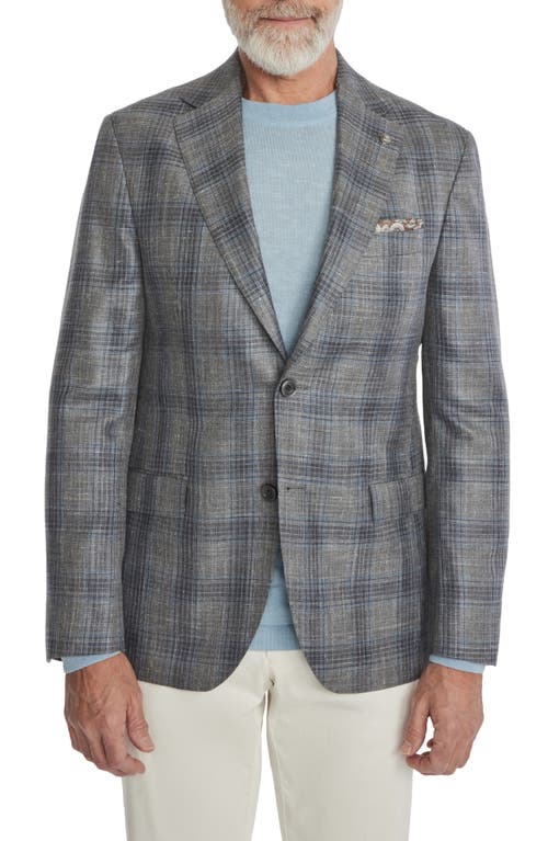 Midland Deco Plaid Wool & Silk Blend Sport Coat in Grey