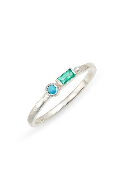 Shop Anzie Cleo Emerald & Turquoise Ring In Silver/green/blue