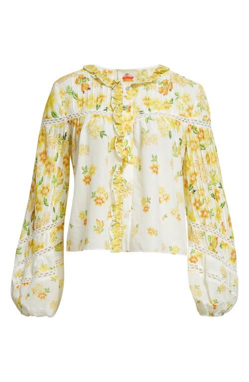 Shop Farm Rio Azaleia Floral Button-up Top In Off-white