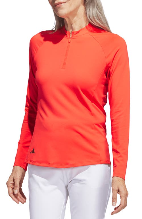 Performance Quarter Zip Golf Pullover in Bright Red