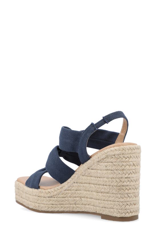Journee Collection Tru Comfort Santorynn Platform Wedge Espadrille Sandal In Navy