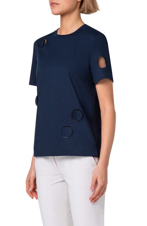 Akris Punto Dot Cutout Cotton T-shirt In Ink