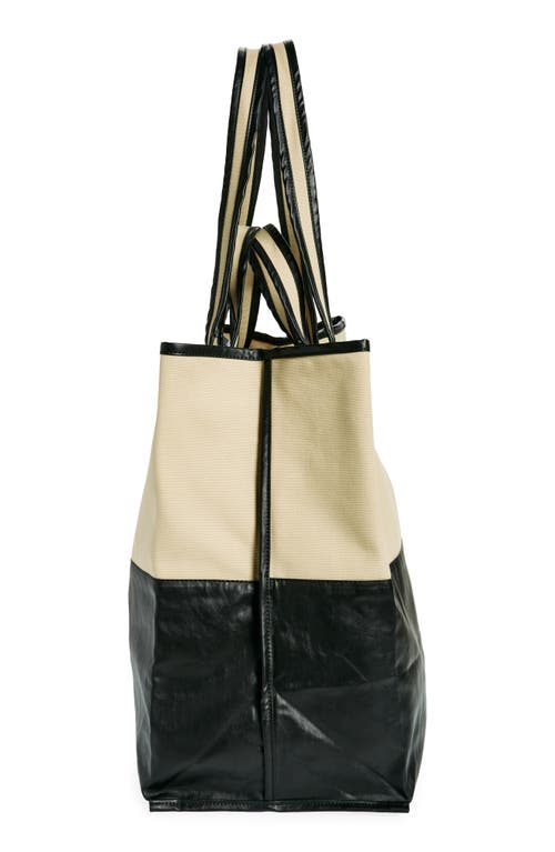 Shop Kassl Large Coated Canvas Tote In Beige/black