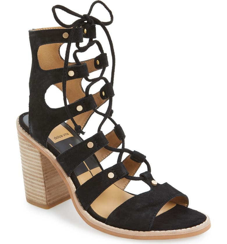 DOLCE VITA 'Lyndon' Lace-Up Sandal, Main, color, BLACK SUEDE