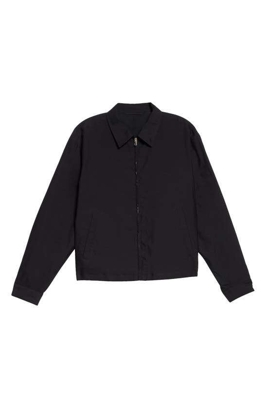Shop Lemaire Washed Cotton & Silk Zip-up Shirt Jacket In Black Bk999