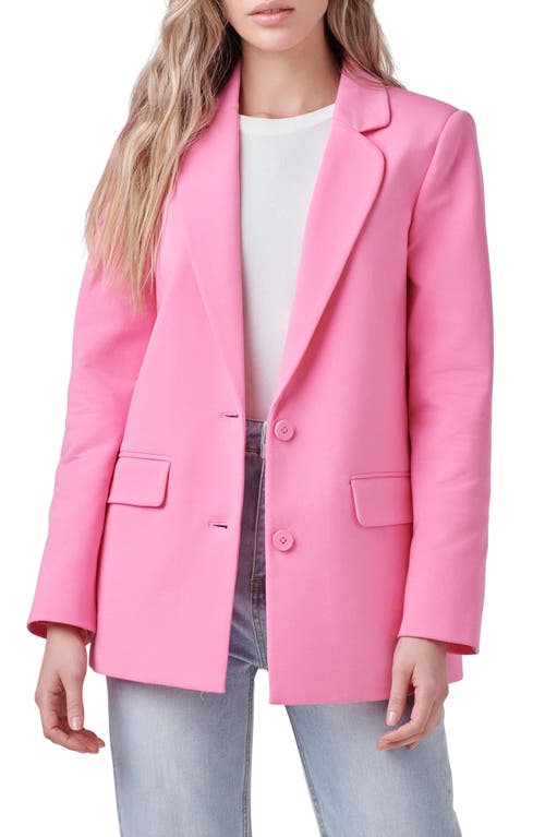 Curved Lapel Stretch Cotton Blazer in Pink