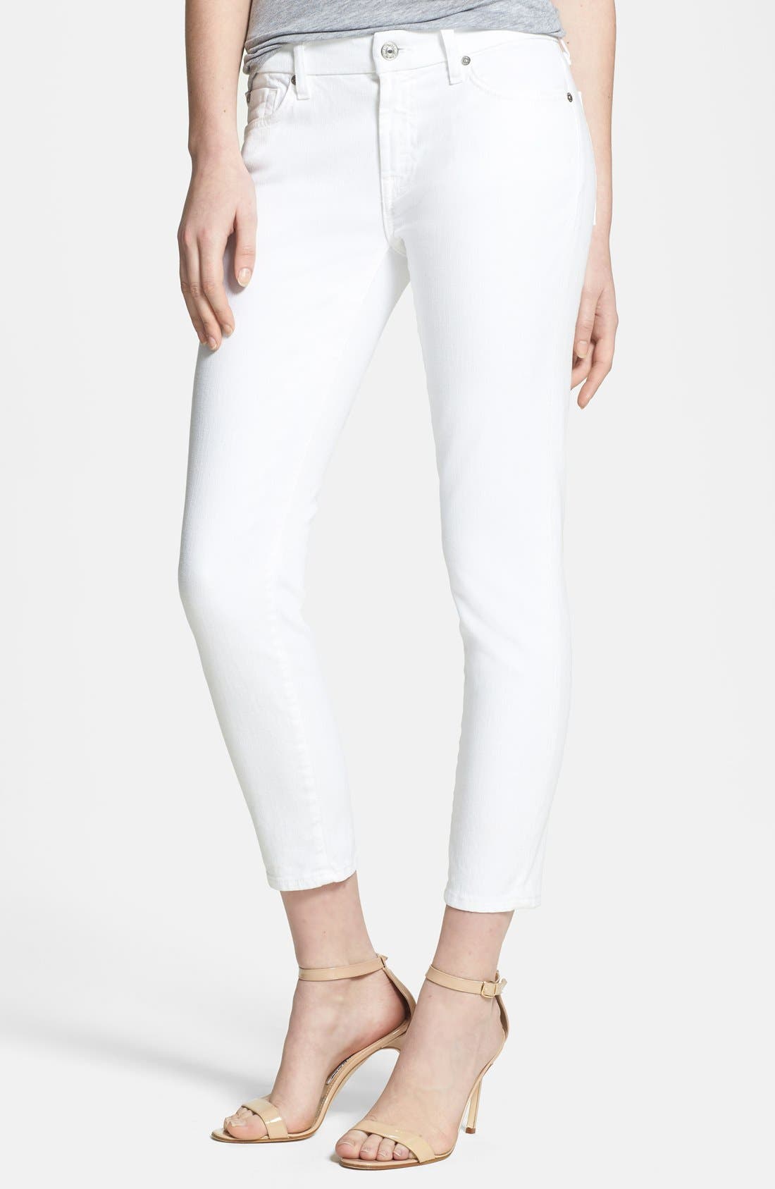 7 for all mankind white skinny jeans