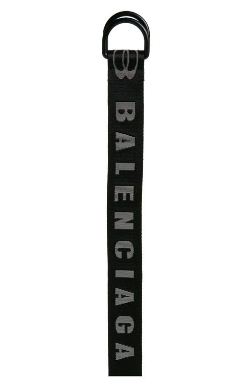 Balenciaga Logo D-ring Belt In 1064 Black/l Dark Grey