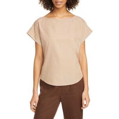 Eileen Fisher Boat Neck Cap Sleeve Top