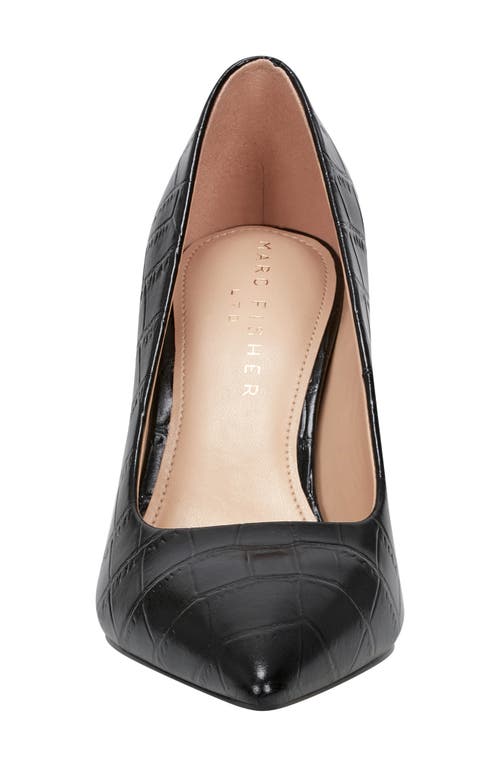 Shop Marc Fisher Ltd Genni Pointed Toe Pump In Black Croc Embossed