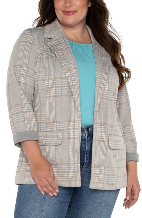 Liverpool Los Angeles Plaid Boyfriend Blazer Oatmeal Turquoise at Nordstrom