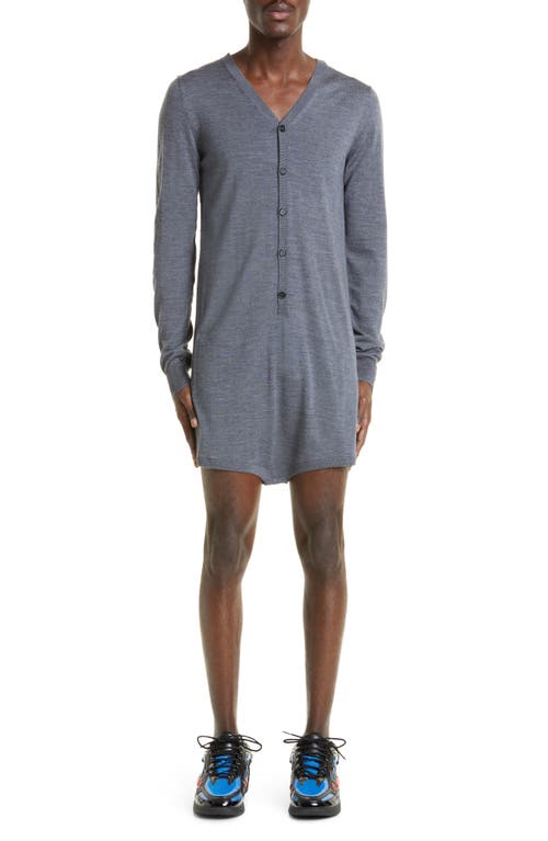Raf Simons Merino Wool V-Neck Sweater Bodysuit in Grey 0080