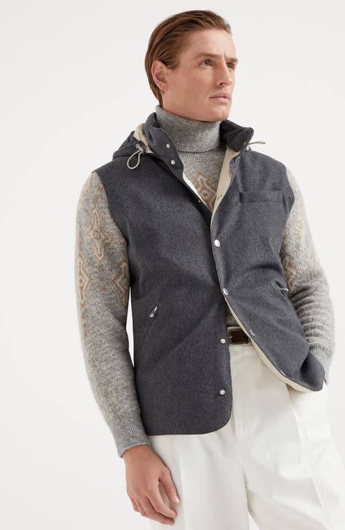 Shop Brunello Cucinelli Flannel Down Vest In Grey