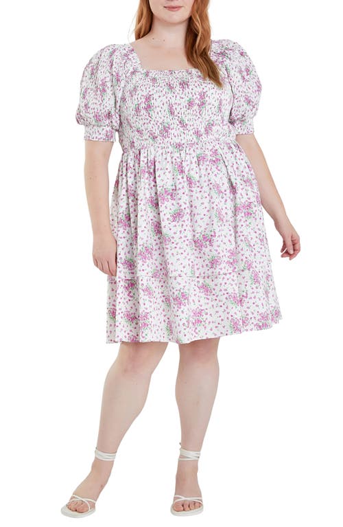 English Factory Floral Tiered Smocked Minidress in Lilac at Nordstrom, Size 1X